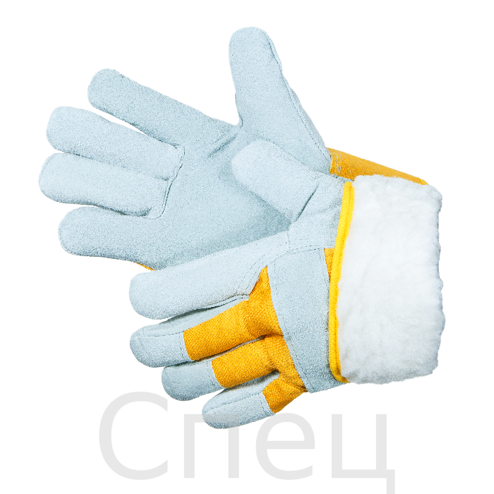 Перчатки спилковые Комби зима